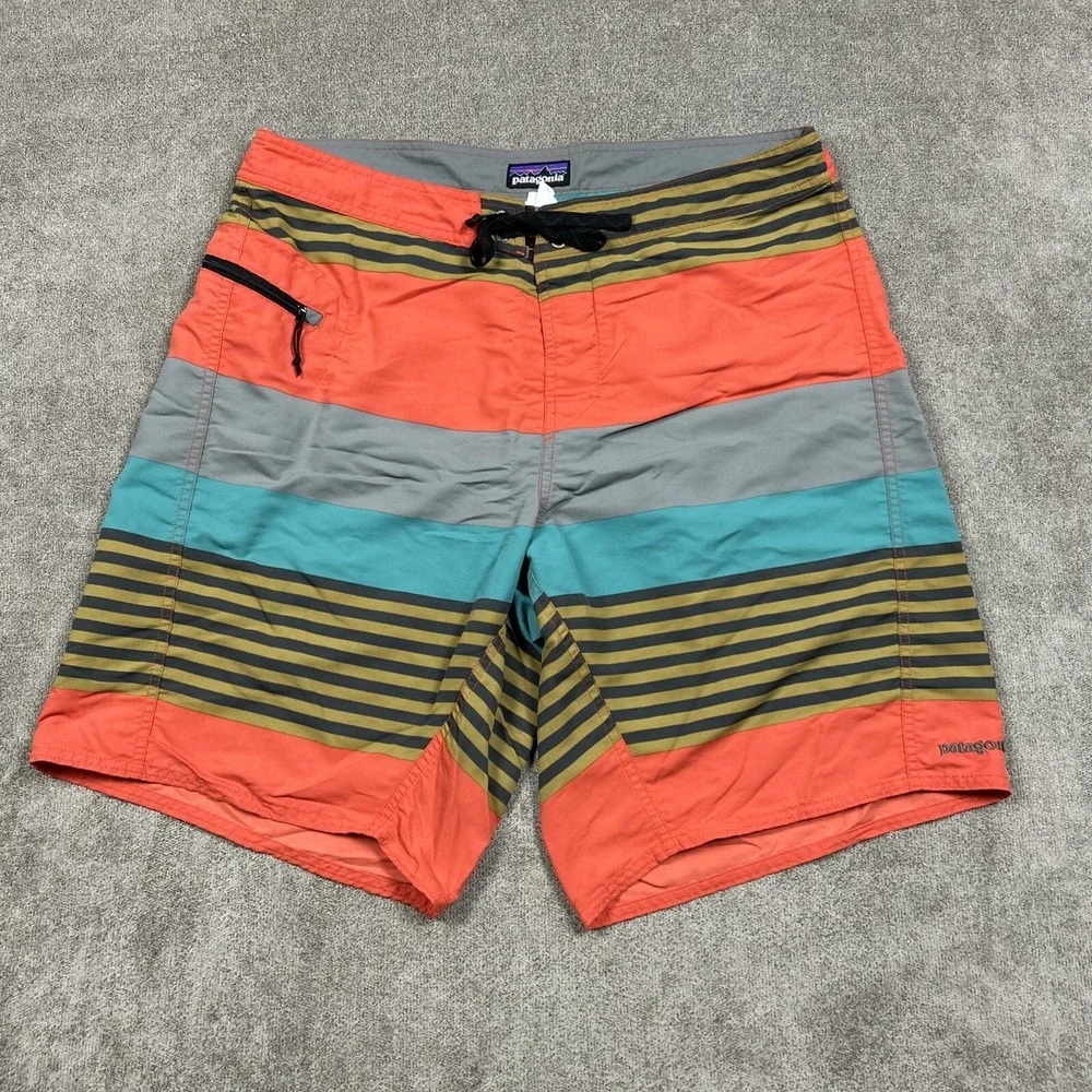 Patagonia Board Shorts Mens 36 x 10 Striped Swim Trunks Beach Surf Multicolor